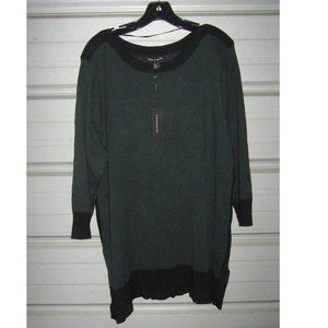New 2X Plus Size Cable Gauge Green Sweater Tunic Length Womens top